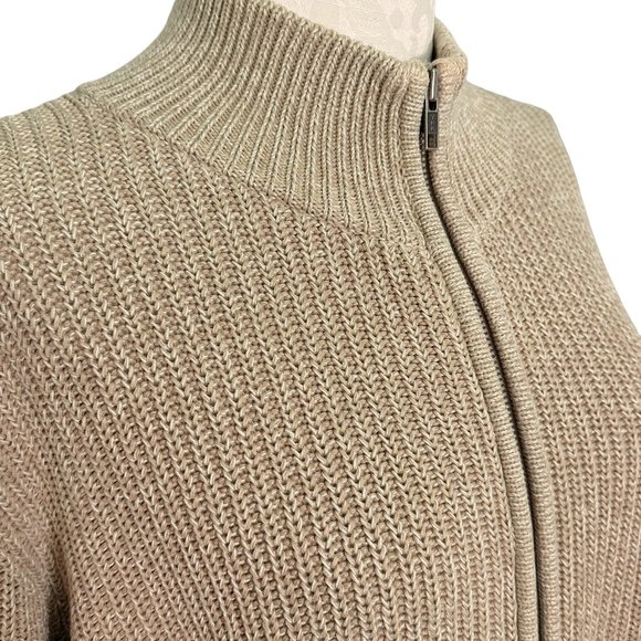 LL.. Bean Men's Cotton Zip Sweater Cardigan Khaki Large - Picture 3 of 11